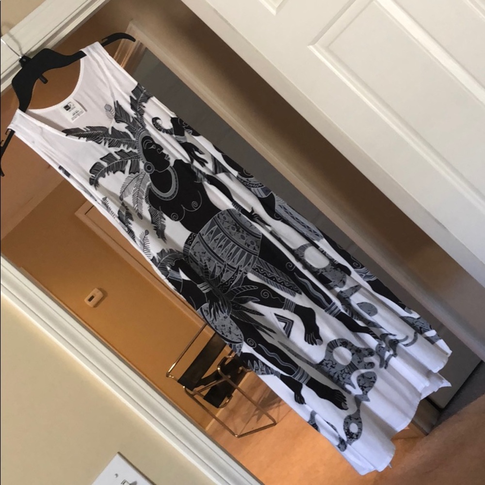 Black and white swimsuit coverup from Mexico.